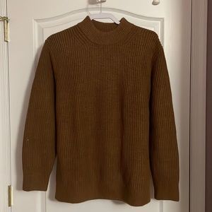 GAP Merino Shaker-Stitch Mockneck Sweater in Sable Brown Size: M